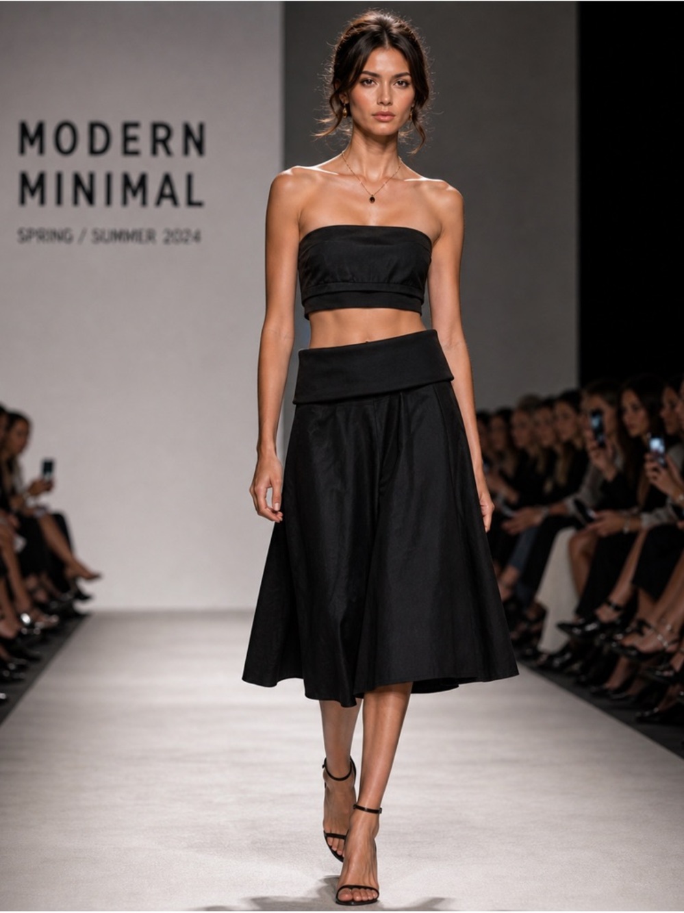 Wolford Black Fold-Over Waist Skirt Wool Blend Size 10